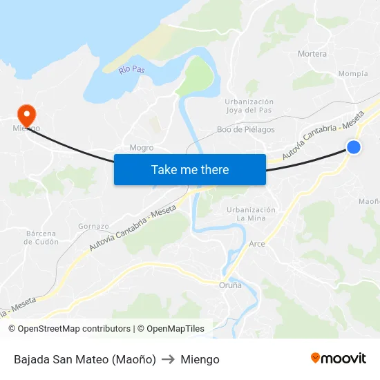 Bajada San Mateo (Maoño) to Miengo map