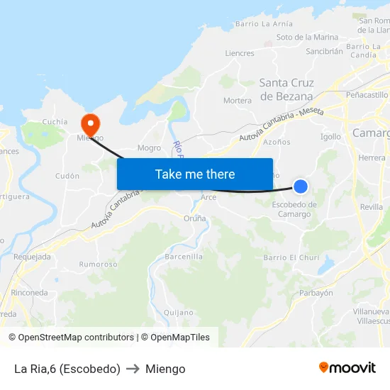 La Ria,6 (Escobedo) to Miengo map