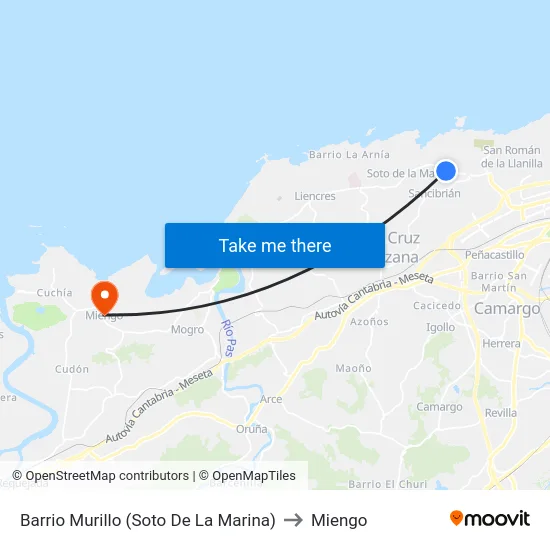 Barrio Murillo (Soto De La Marina) to Miengo map
