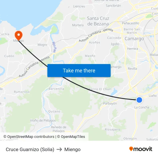 Cruce Guarnizo (Solia) to Miengo map