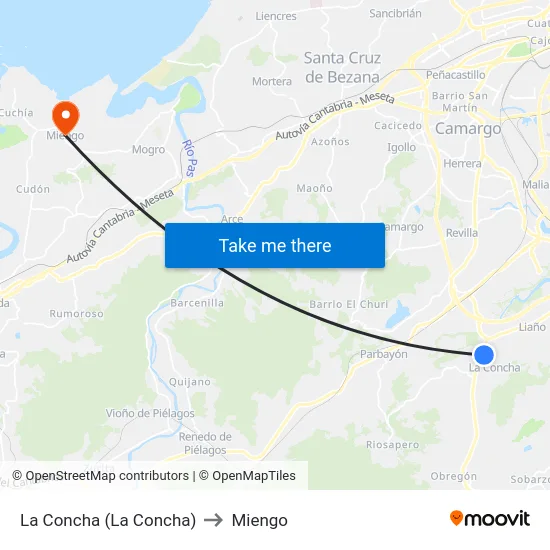 La Concha (La Concha) to Miengo map