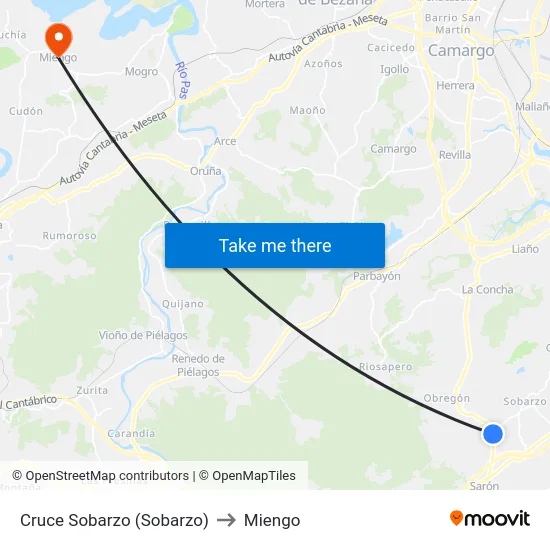 Cruce Sobarzo (Sobarzo) to Miengo map