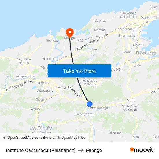 Instituto Castañeda (Villabañez) to Miengo map