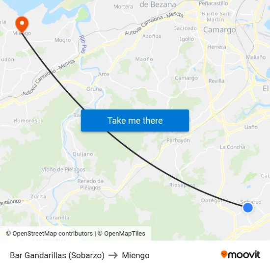 Bar Gandarillas (Sobarzo) to Miengo map