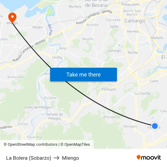 La Bolera (Sobarzo) to Miengo map