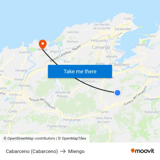Cabarceno (Cabarceno) to Miengo map