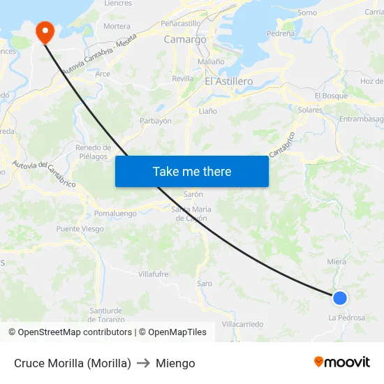 Cruce Morilla (Morilla) to Miengo map