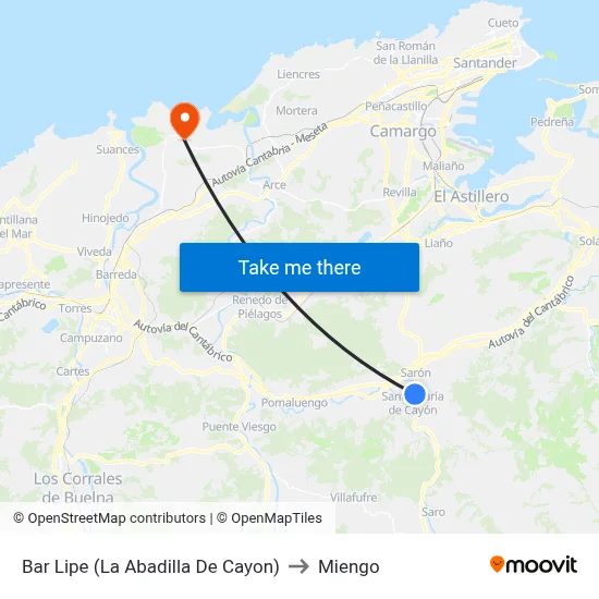 Bar Lipe (La Abadilla De Cayon) to Miengo map