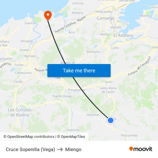 Cruce Sopenilla (Vega) to Miengo map