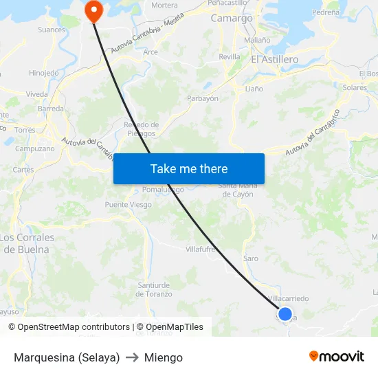 Marquesina (Selaya) to Miengo map