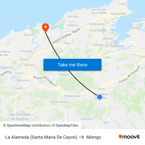 La Alameda (Santa Maria De Cayon) to Miengo map