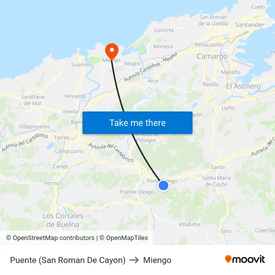 Puente (San Roman De Cayon) to Miengo map
