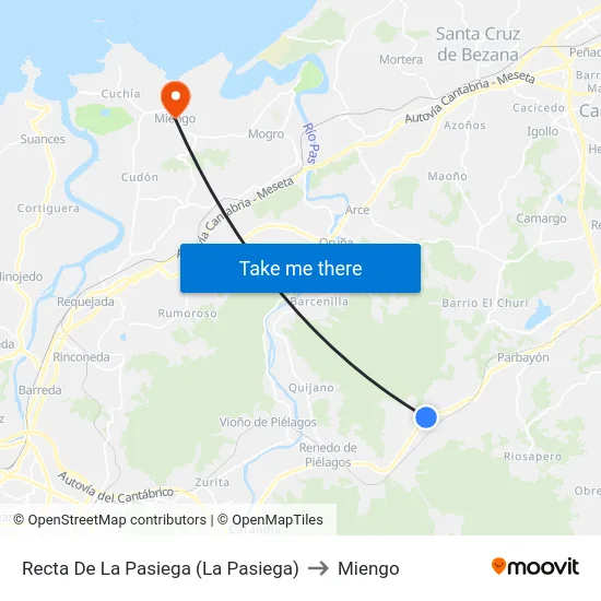 Recta De La Pasiega (La Pasiega) to Miengo map