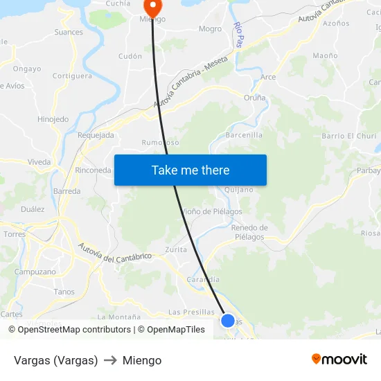 Vargas (Vargas) to Miengo map