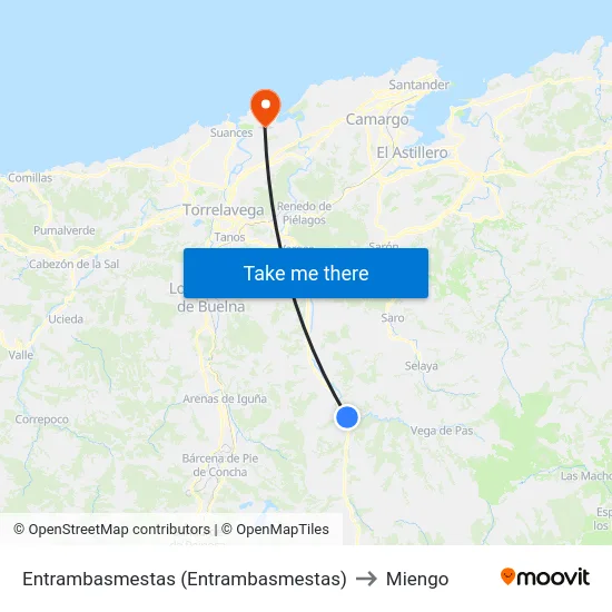 Entrambasmestas (Entrambasmestas) to Miengo map