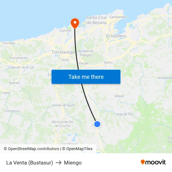 La Venta (Bustasur) to Miengo map