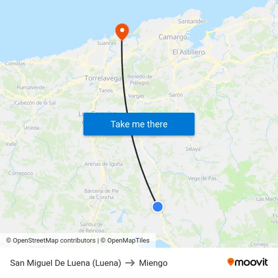 San Miguel De Luena (Luena) to Miengo map