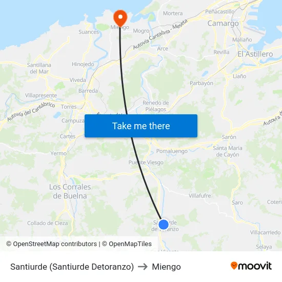 Santiurde (Santiurde Detoranzo) to Miengo map