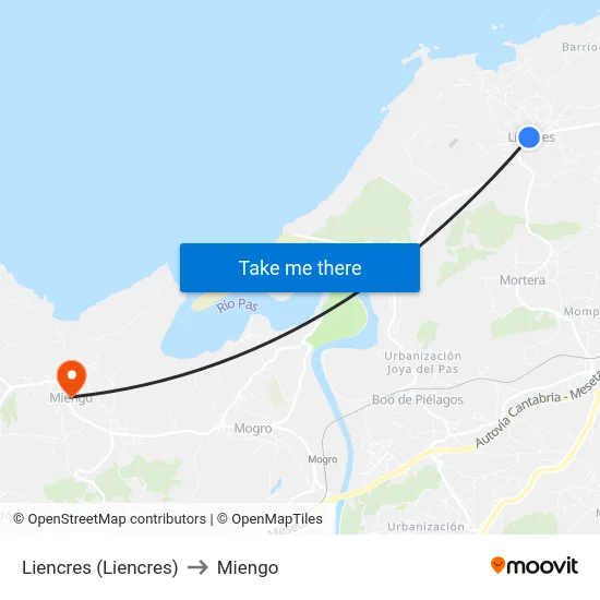 Liencres (Liencres) to Miengo map