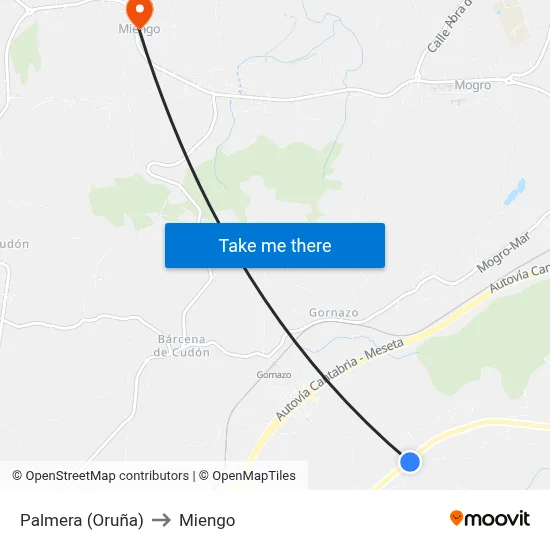 Palmera (Oruña) to Miengo map