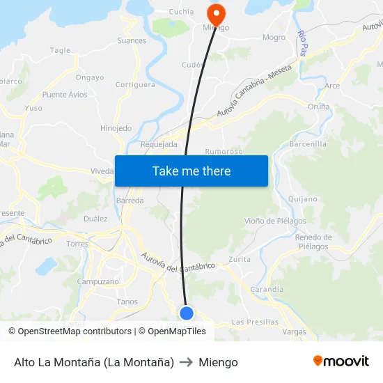Alto La Montaña (La Montaña) to Miengo map