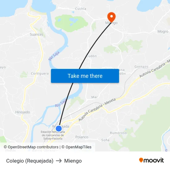 Colegio (Requejada) to Miengo map