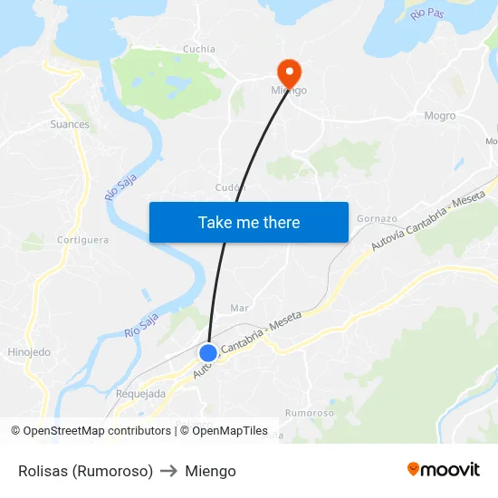 Rolisas (Rumoroso) to Miengo map