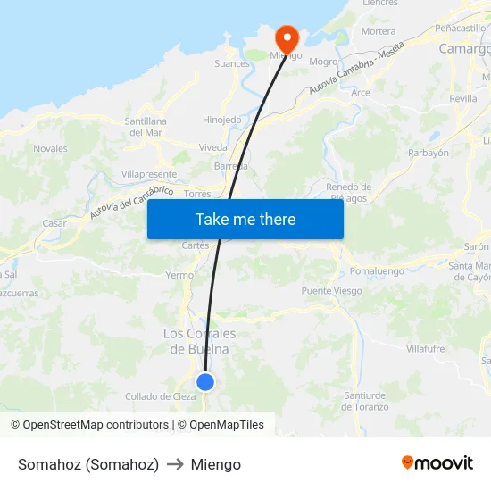 Somahoz (Somahoz) to Miengo map