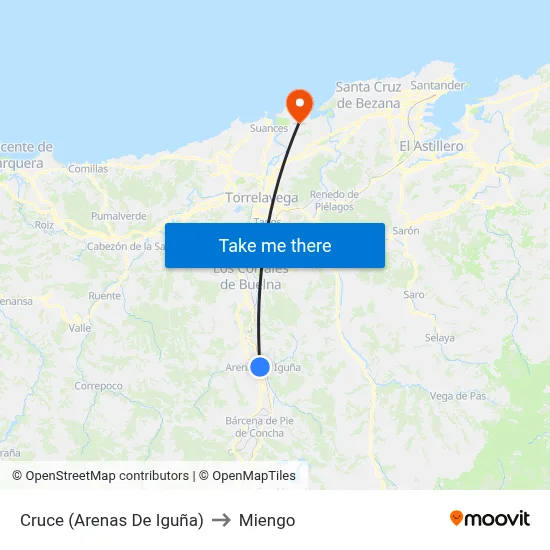 Cruce (Arenas De Iguña) to Miengo map