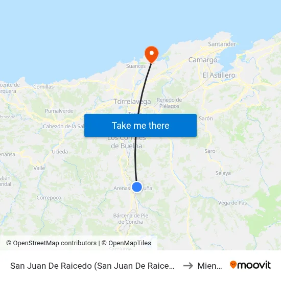 San Juan De Raicedo (San Juan De Raicedo) to Miengo map