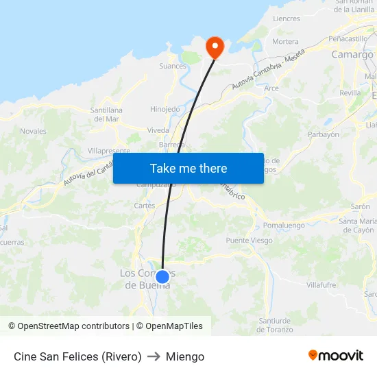 Cine San Felices (Rivero) to Miengo map