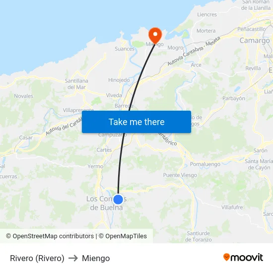 Rivero (Rivero) to Miengo map