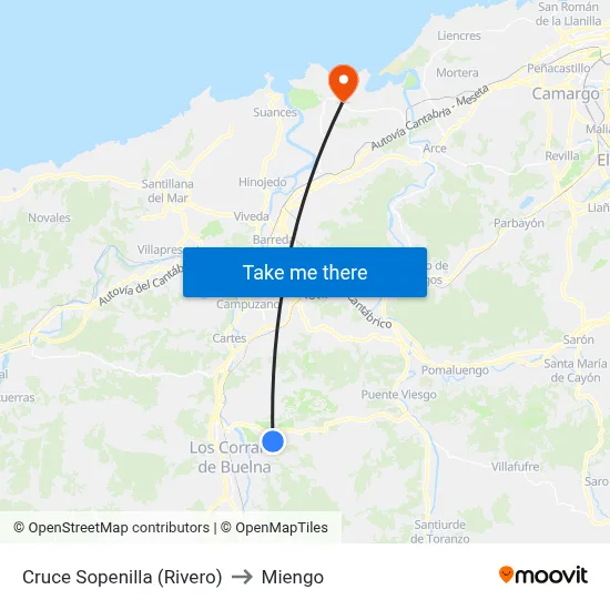 Cruce Sopenilla (Rivero) to Miengo map