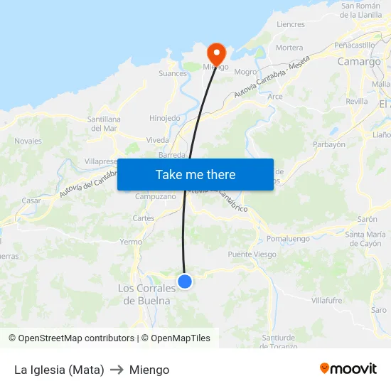 La Iglesia (Mata) to Miengo map