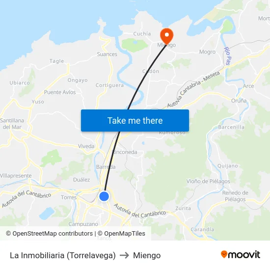 La Inmobiliaria (Torrelavega) to Miengo map