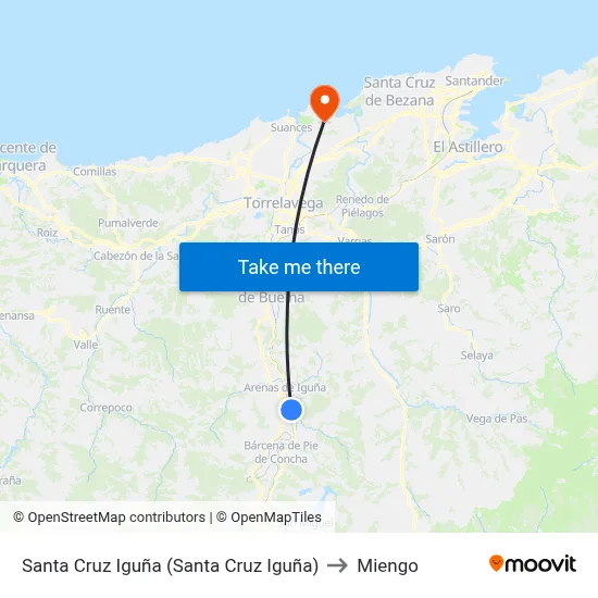 Santa Cruz Iguña (Santa Cruz Iguña) to Miengo map