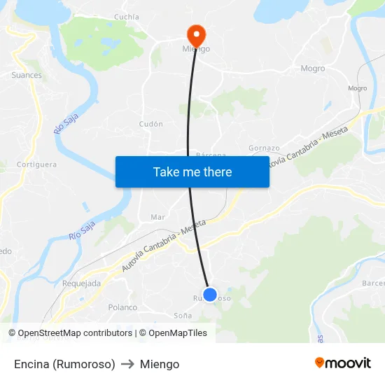 Encina (Rumoroso) to Miengo map