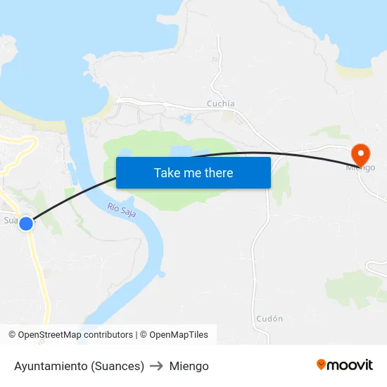 Ayuntamiento (Suances) to Miengo map