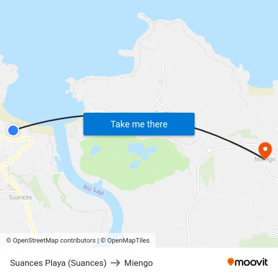 Suances Playa (Suances) to Miengo map