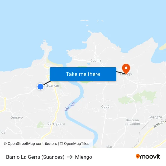 Barrio La Gerra (Suances) to Miengo map
