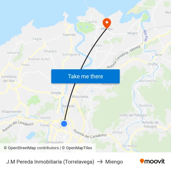 J.M Pereda Inmobiliaria (Torrelavega) to Miengo map