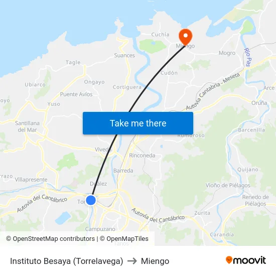 Instituto Besaya (Torrelavega) to Miengo map