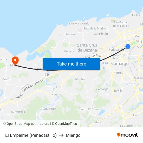 El Empalme (Peñacastillo) to Miengo map