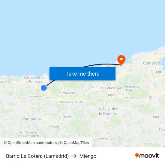 Barrio La Cotera (Lamadrid) to Miengo map