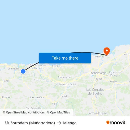 Muñorrodero (Muñorrodero) to Miengo map