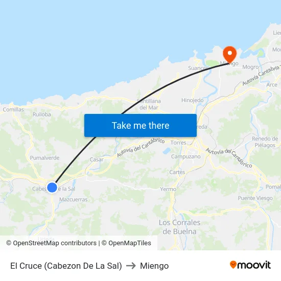 El Cruce (Cabezon De La Sal) to Miengo map