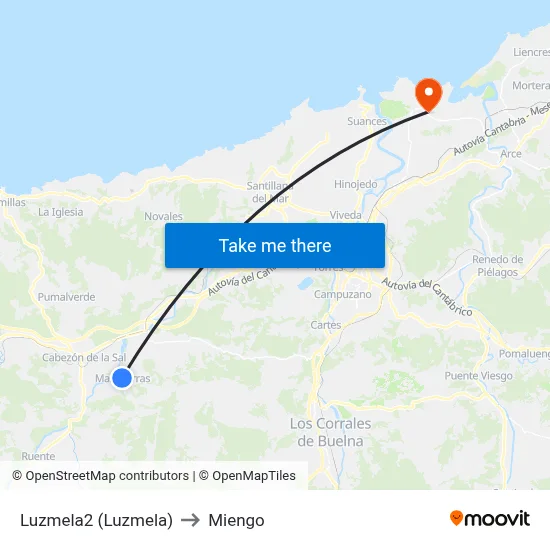 Luzmela2 (Luzmela) to Miengo map