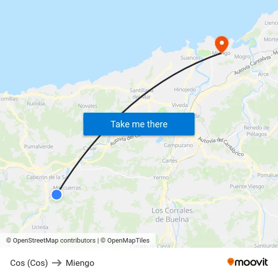 Cos (Cos) to Miengo map