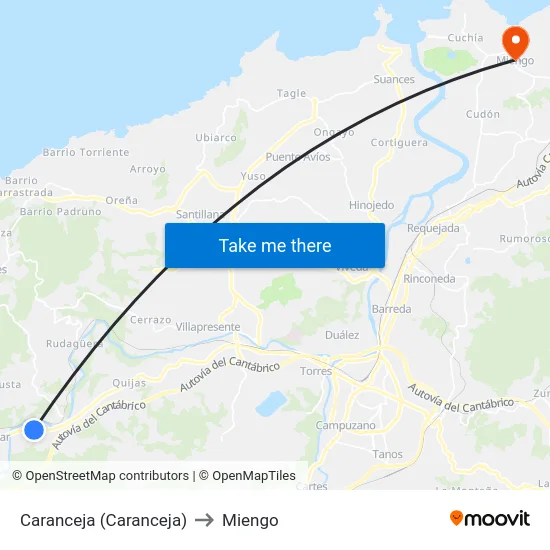 Caranceja (Caranceja) to Miengo map