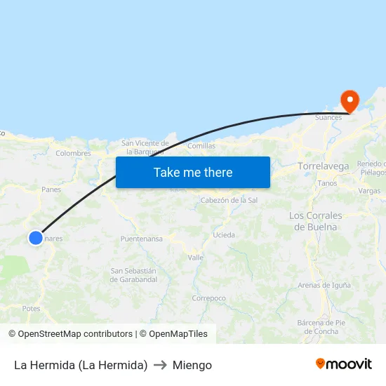 La Hermida (La Hermida) to Miengo map